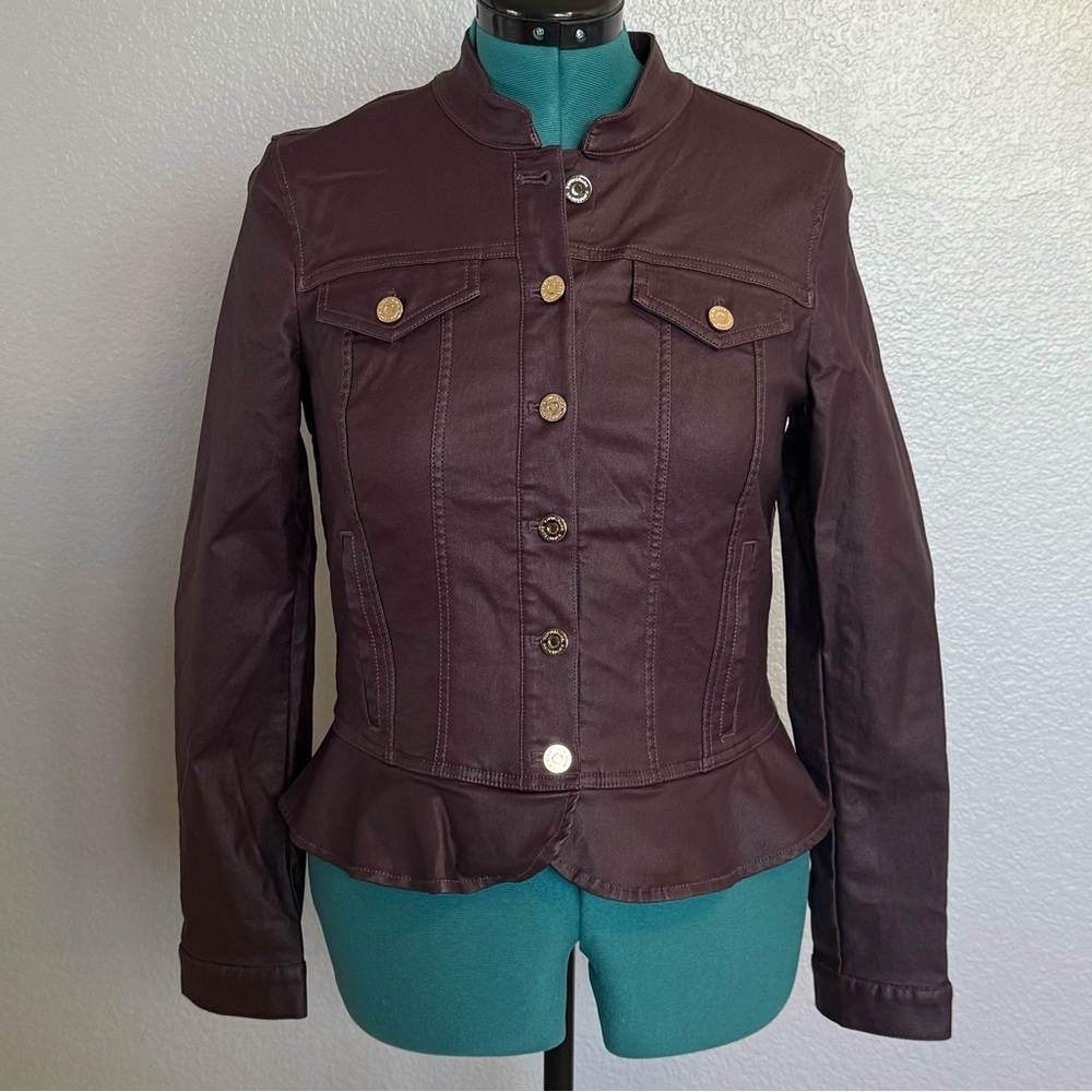 White House Black Market Coated Denim Dark Purple Jacket